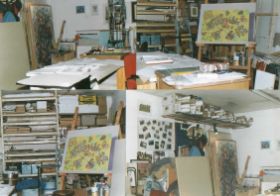 Atelierbesuch - vier Ansichten meines 220-Tage-Ateliers in der WERKSTADT - Juli 2001 bis Febr. 2002.jpg