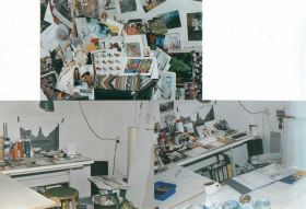 Atelierbesuch - zwei Atelieransichten und Ansicht meiner Tablage-Ecke im Jahr 2006.jpg